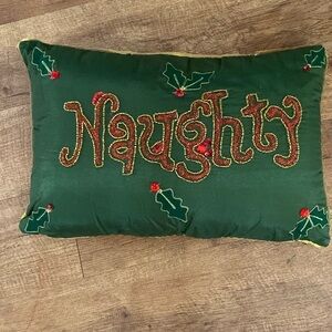 COPY - 2 sided red, green, and gold Christmas “Naughty” “Nice” sequin throw pil…